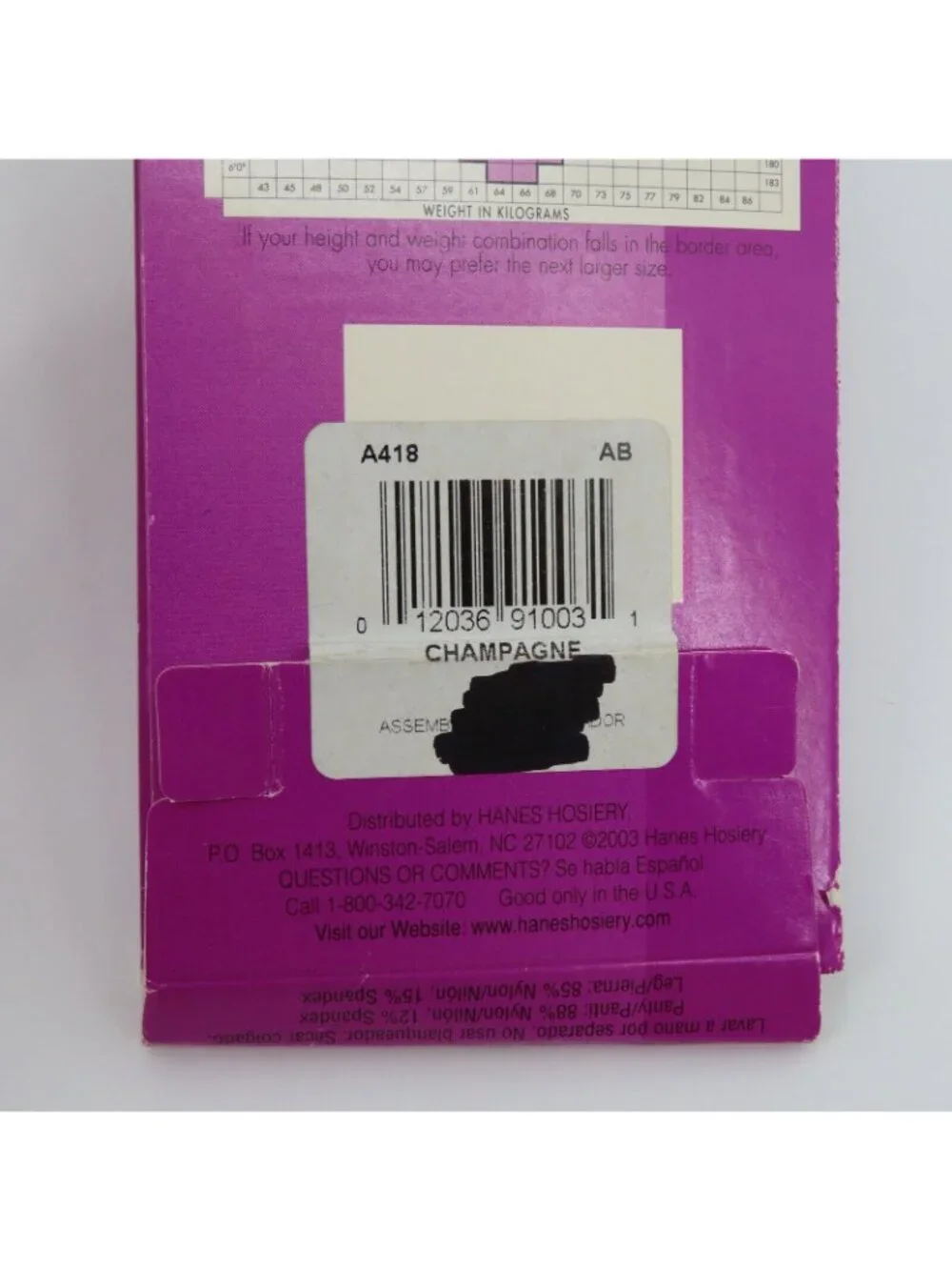 Hanes Glimmer Control Top AB Champagne OA418 2005 Hosiery Tights NEW Women Y2K